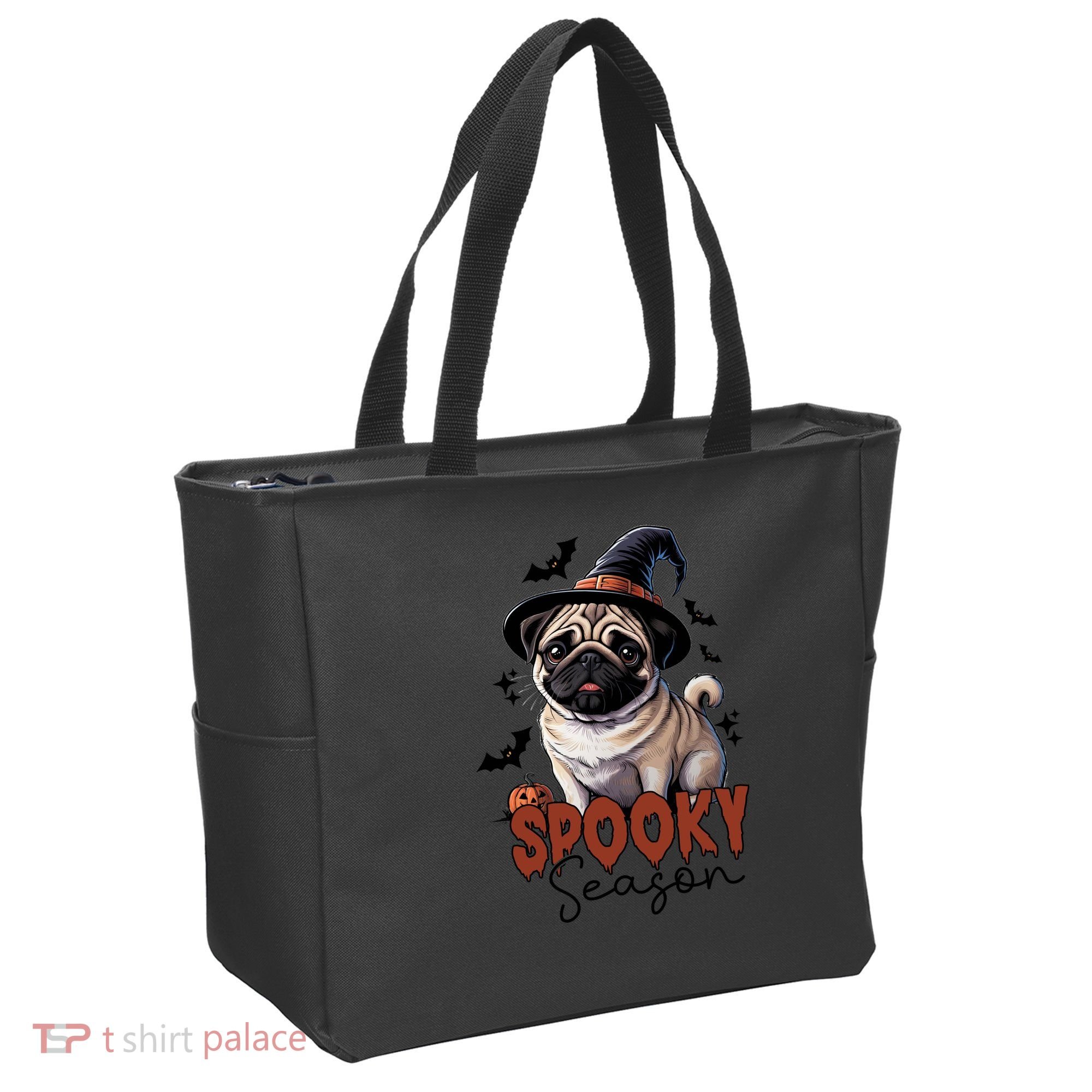 Spooky Season Cute Pug Halloween Graphic Tote Bag