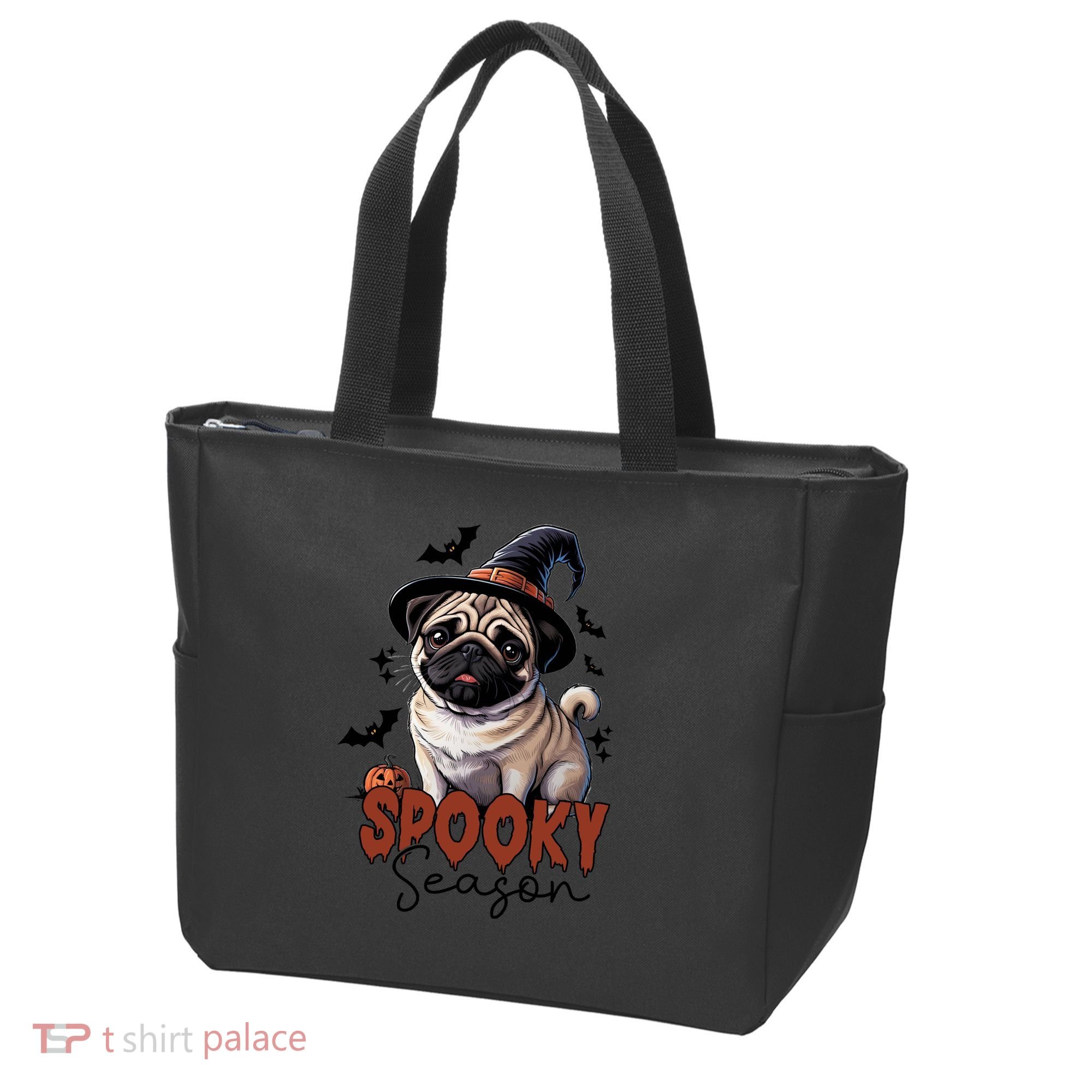 Spooky Season Cute Pug Halloween Graphic Tote Bag