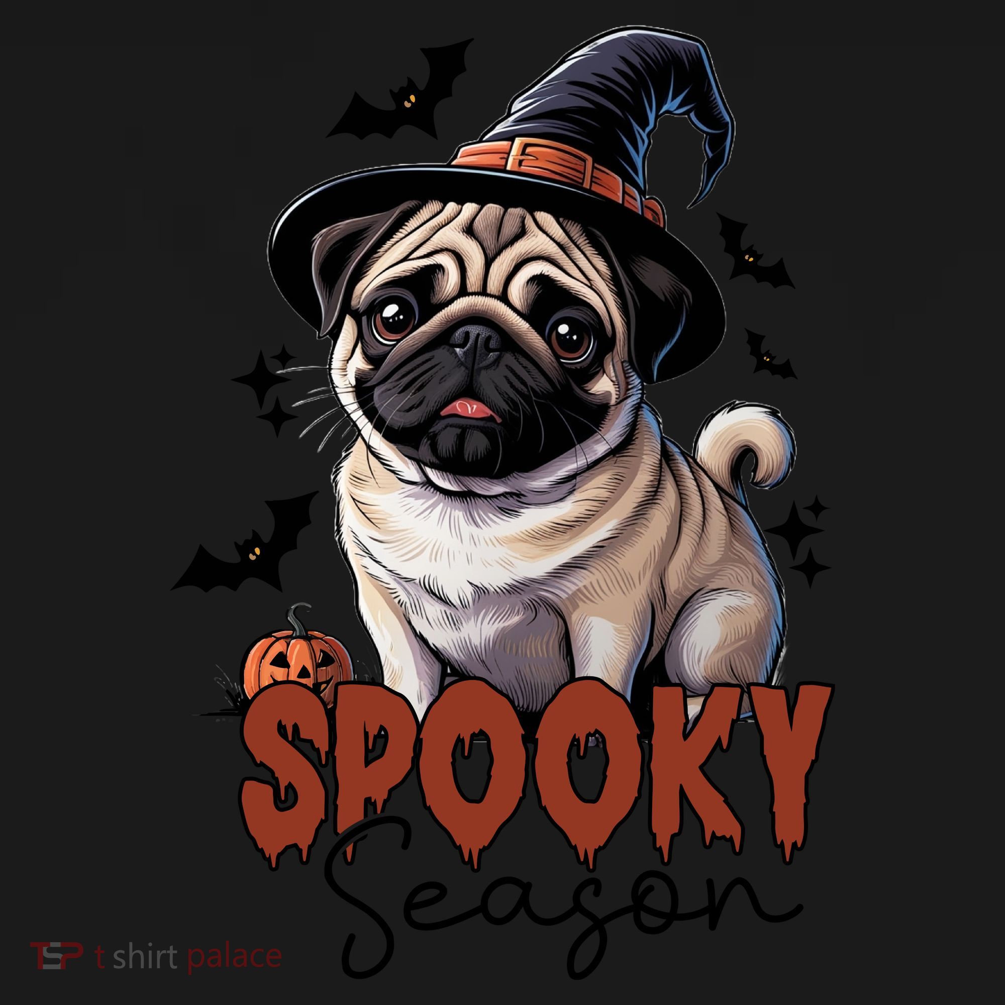 Spooky Season Cute Pug Halloween Graphic Tote Bag