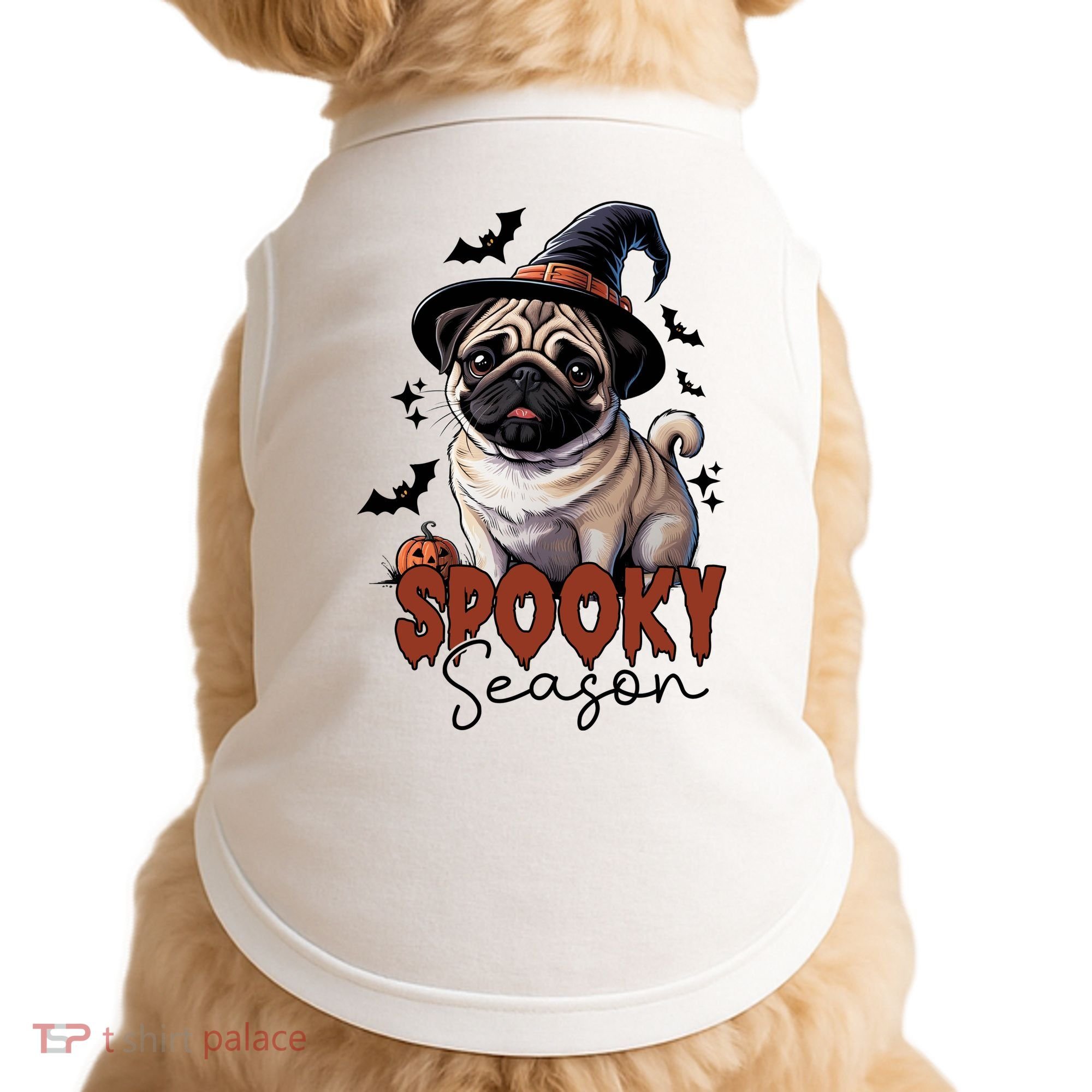 Spooky Season Cute Pug Halloween Graphic Doggie Tank