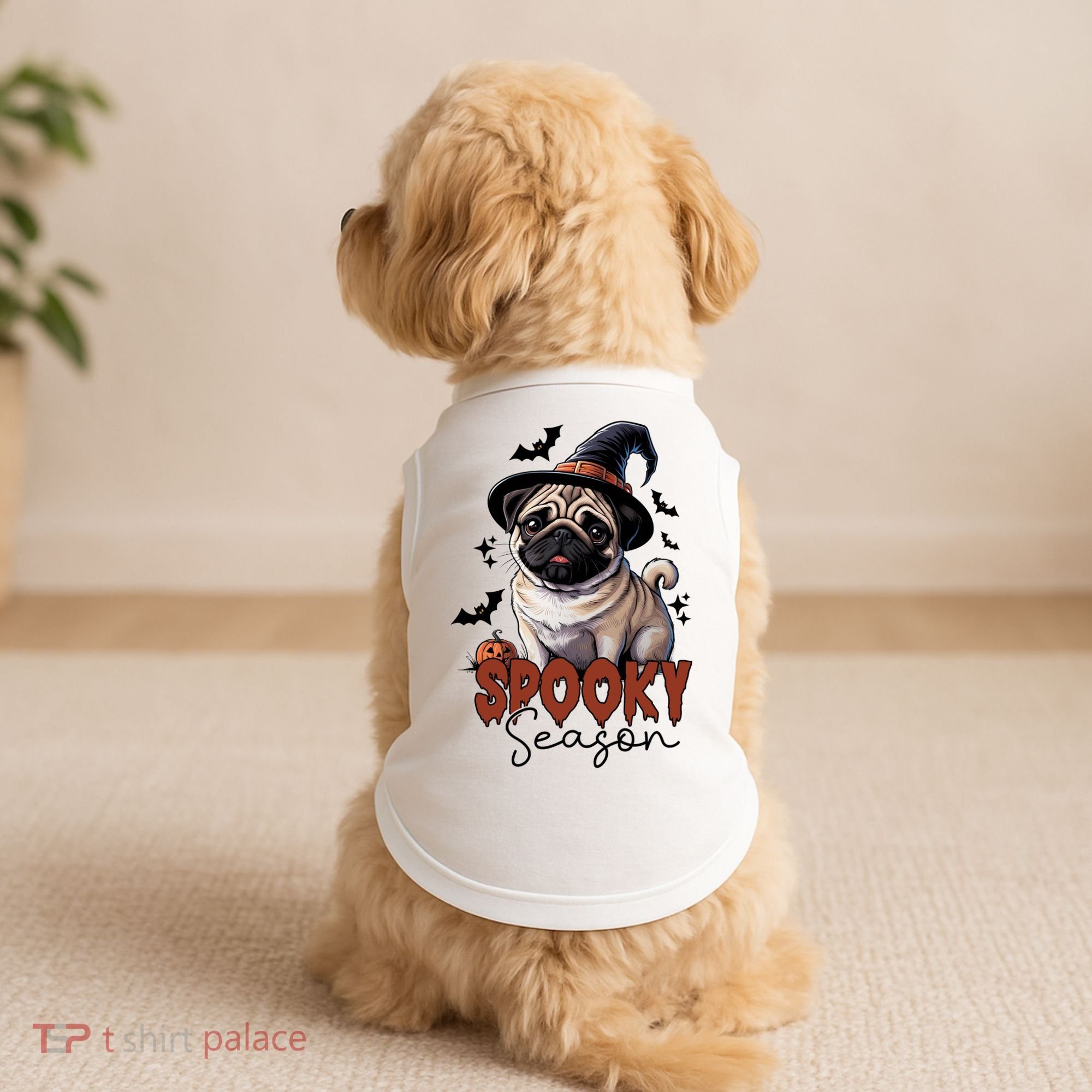 Spooky Season Cute Pug Halloween Graphic Doggie Tank