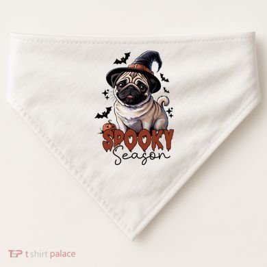 Spooky Season Cute Pug Halloween Graphic USA-Made Doggie Bandana