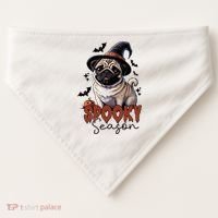 Spooky Season Cute Pug Halloween Graphic USA-Made Doggie Bandana thumb 0
