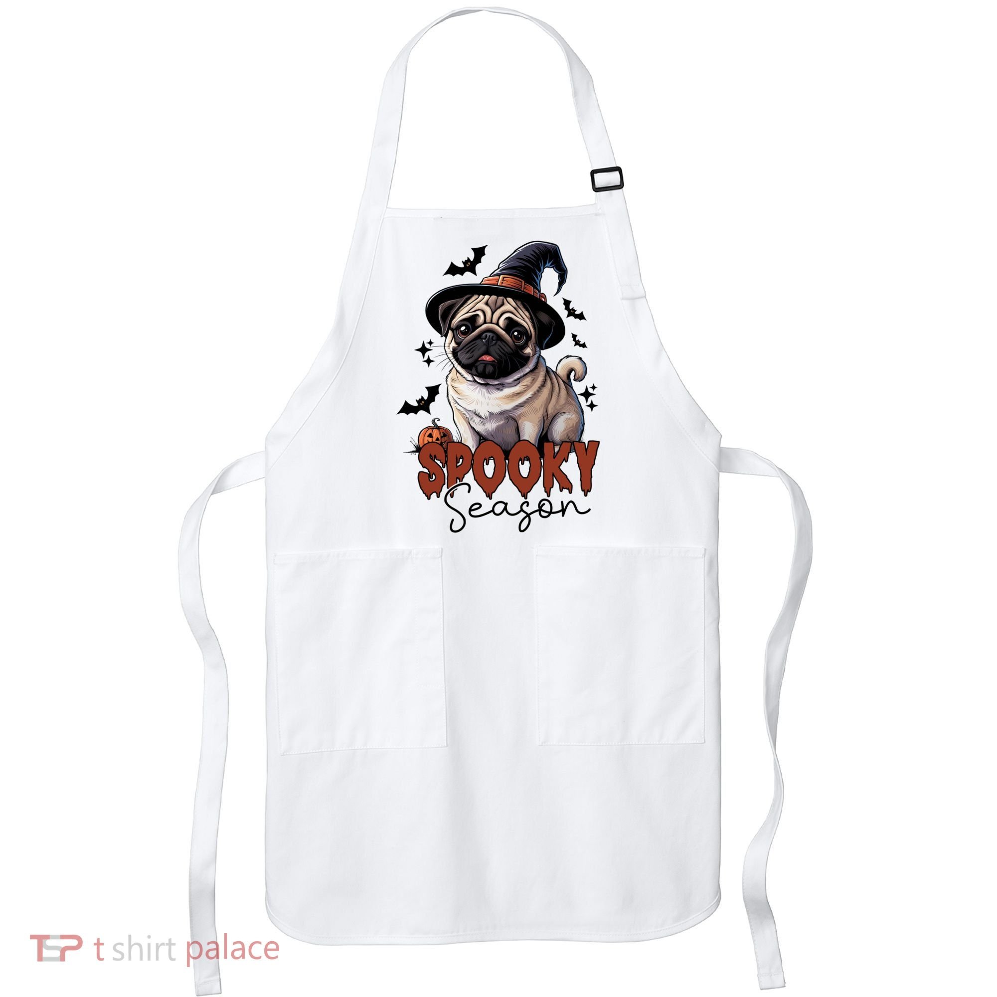 Spooky Season Cute Pug Halloween Graphic Apron