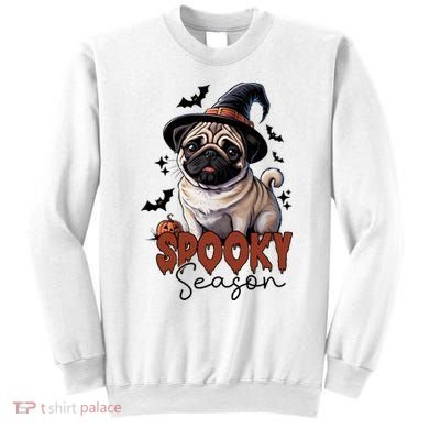 Spooky Season Cute Pug Halloween Graphic Sweatshirt