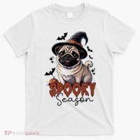 Spooky Season Cute Pug Halloween Graphic T-Shirt thumb 0
