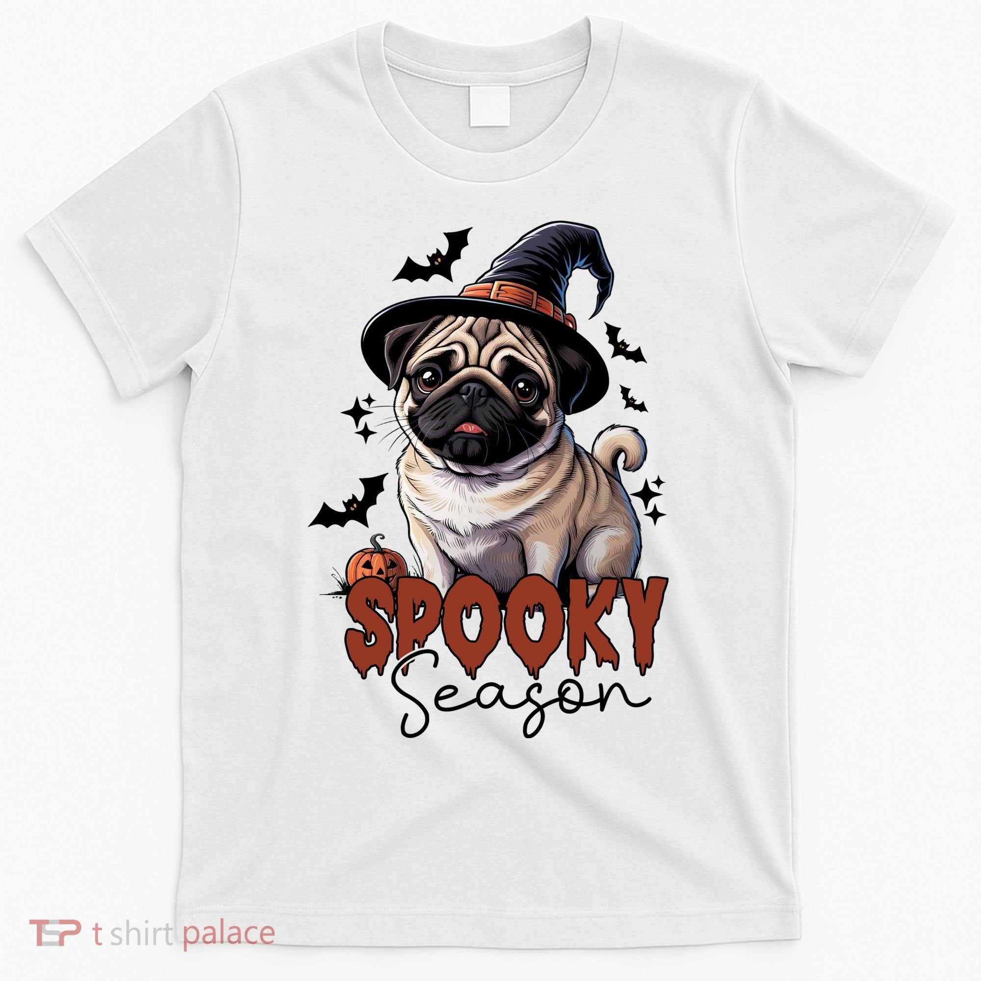 Spooky Season Cute Pug Halloween Graphic T-Shirt