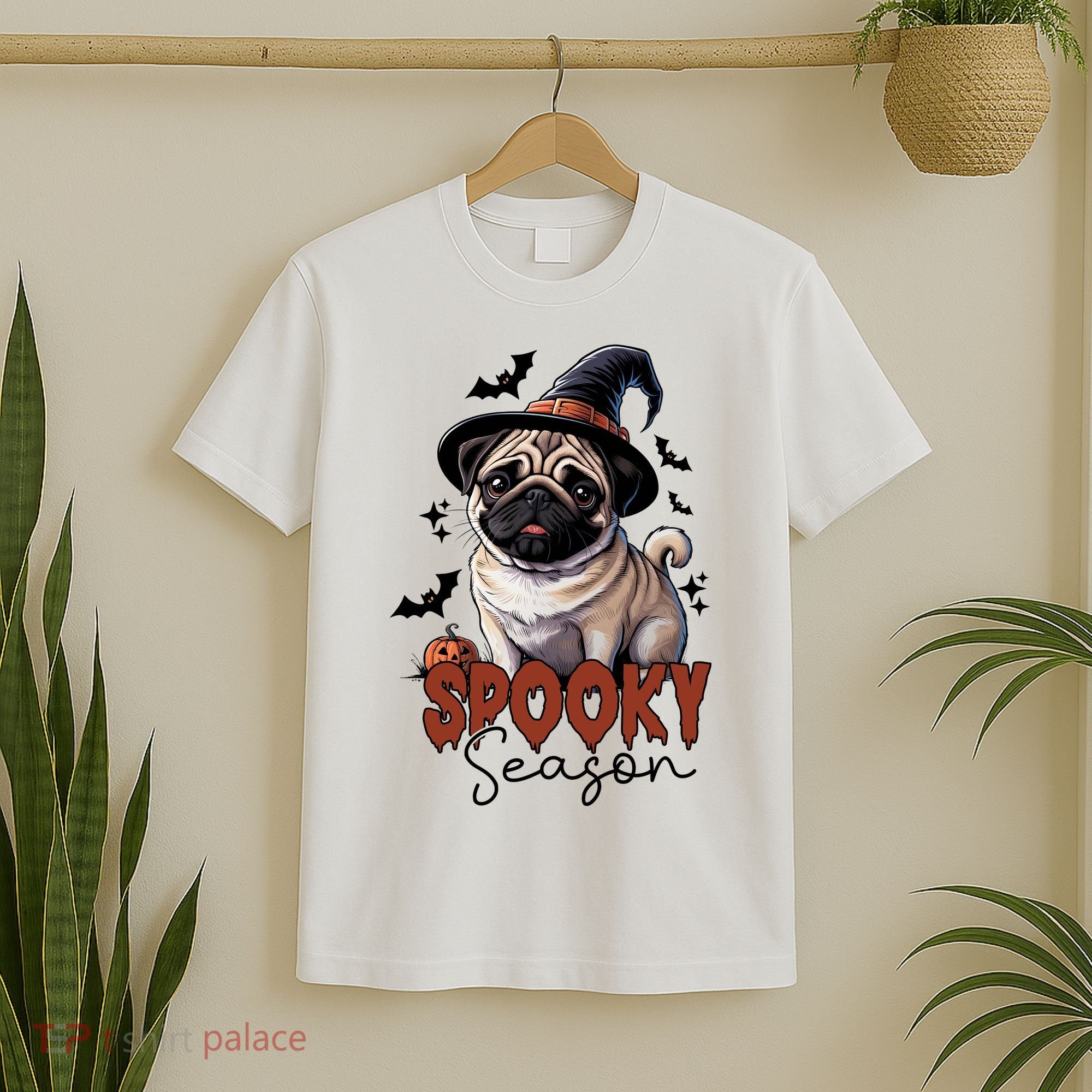 Spooky Season Cute Pug Halloween Graphic T-Shirt