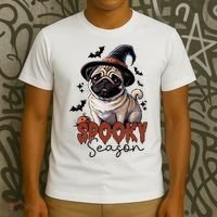 Spooky Season Cute Pug Halloween Graphic T-Shirt thumb 3