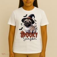 Spooky Season Cute Pug Halloween Graphic T-Shirt thumb 4