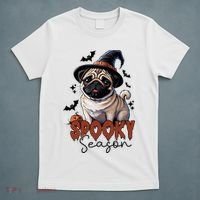 Spooky Season Cute Pug Halloween Graphic T-Shirt thumb 5
