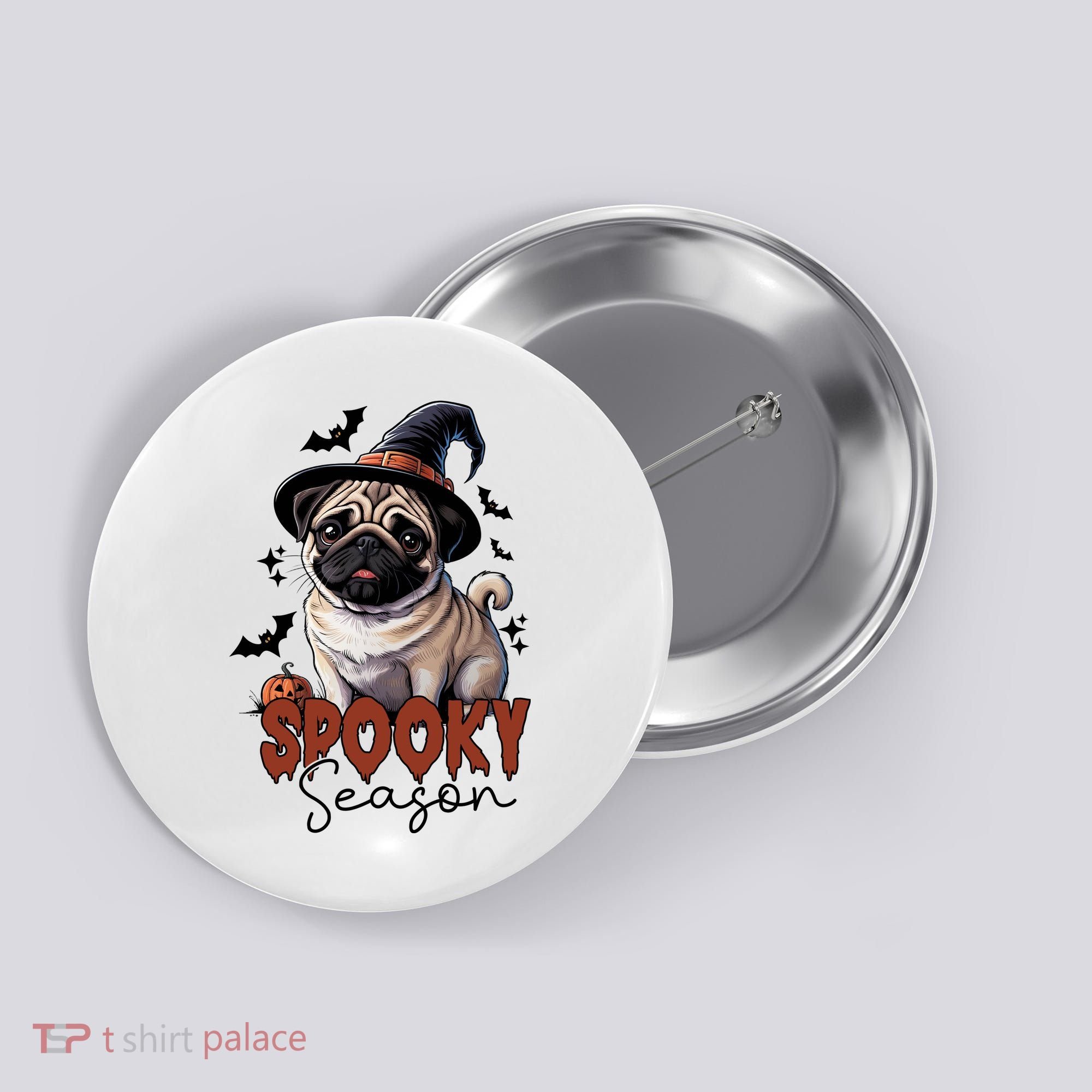 Spooky Season Cute Pug Halloween Graphic Button