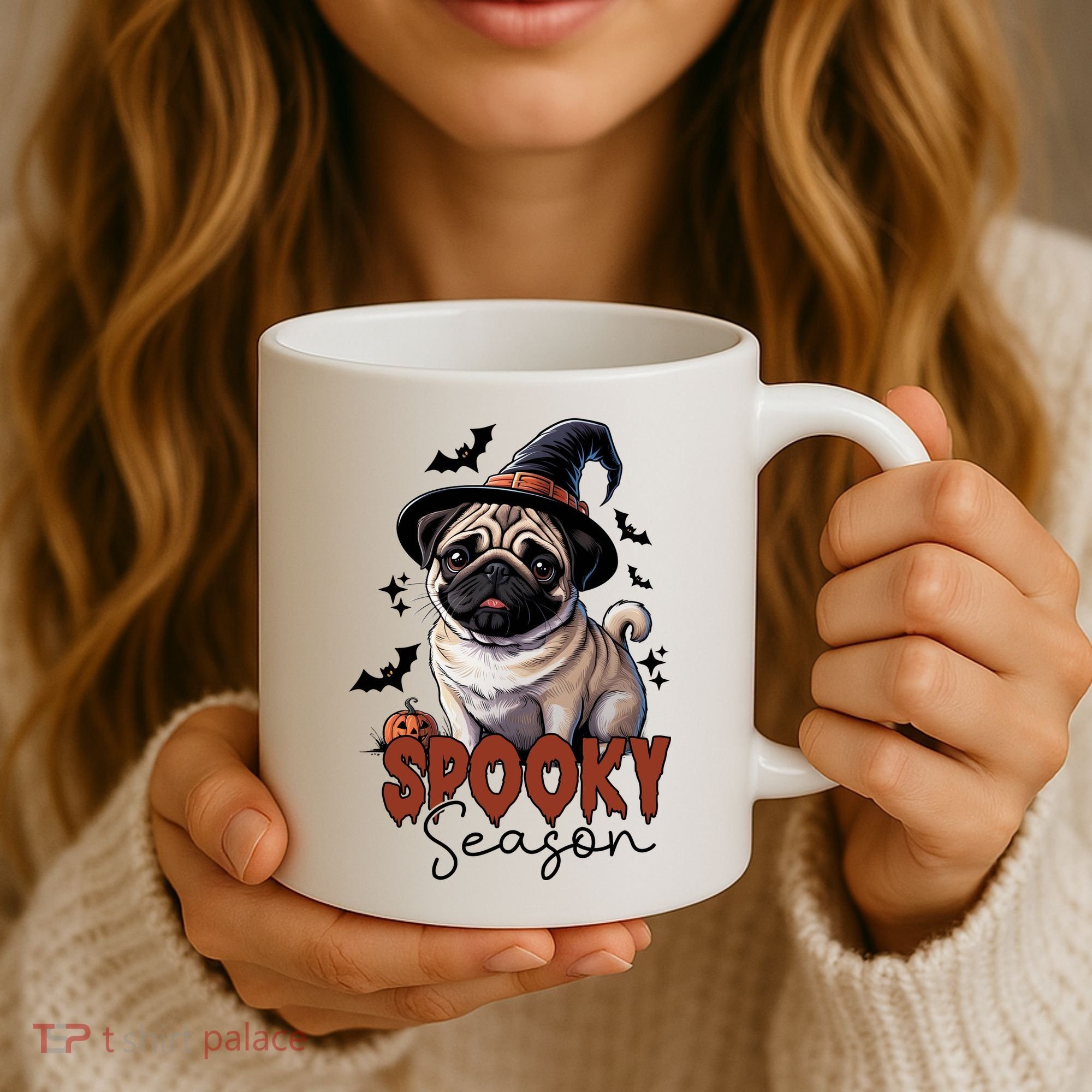 Spooky Season Cute Pug Halloween Graphic Coffee Mug