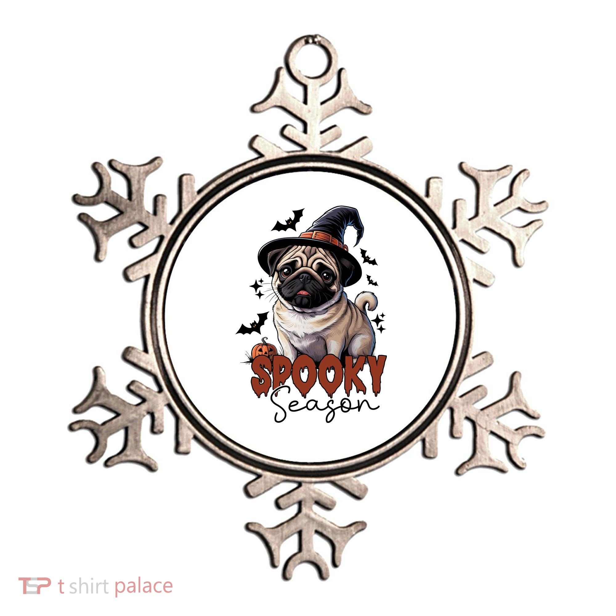 Spooky Season Cute Pug Halloween Graphic Ornament