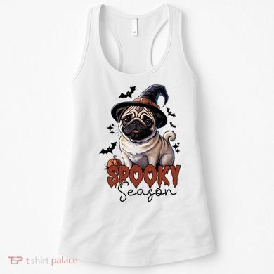 Spooky Season Cute Pug Halloween Graphic Women's Tank Top