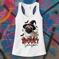 Spooky Season Cute Pug Halloween Graphic Women's Tank Top thumb 3