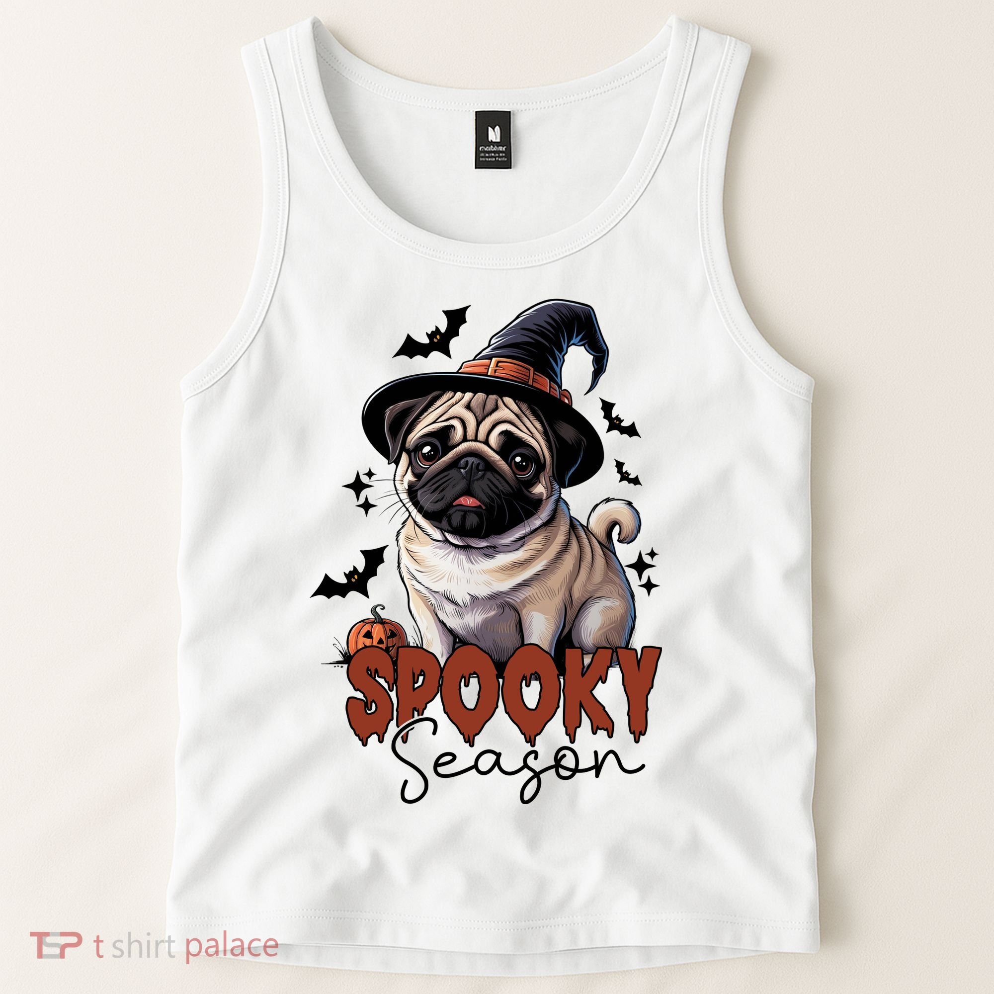 Spooky Season Cute Pug Halloween Graphic Tank Top