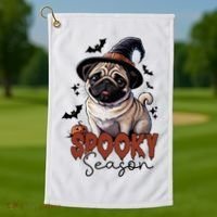 Spooky Season Cute Pug Halloween Graphic Golf Towel thumb 1