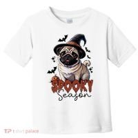 Spooky Season Cute Pug Halloween Graphic Toddler T-Shirt thumb 0