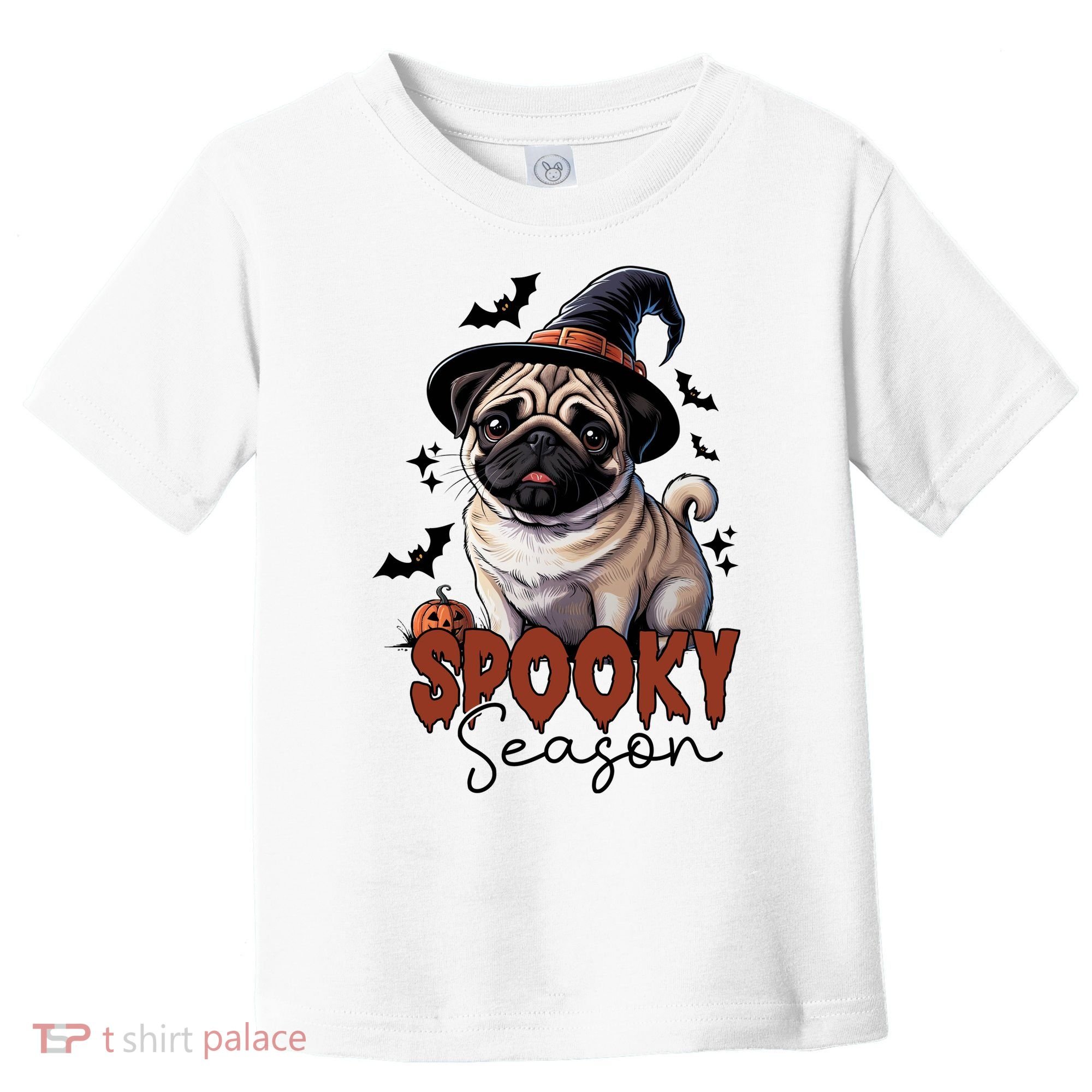 Spooky Season Cute Pug Halloween Graphic Toddler T-Shirt