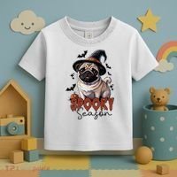 Spooky Season Cute Pug Halloween Graphic Toddler T-Shirt thumb 3