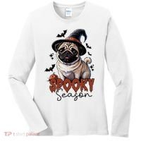 Spooky Season Cute Pug Halloween Graphic Women's Long Sleeve Shirt thumb 0