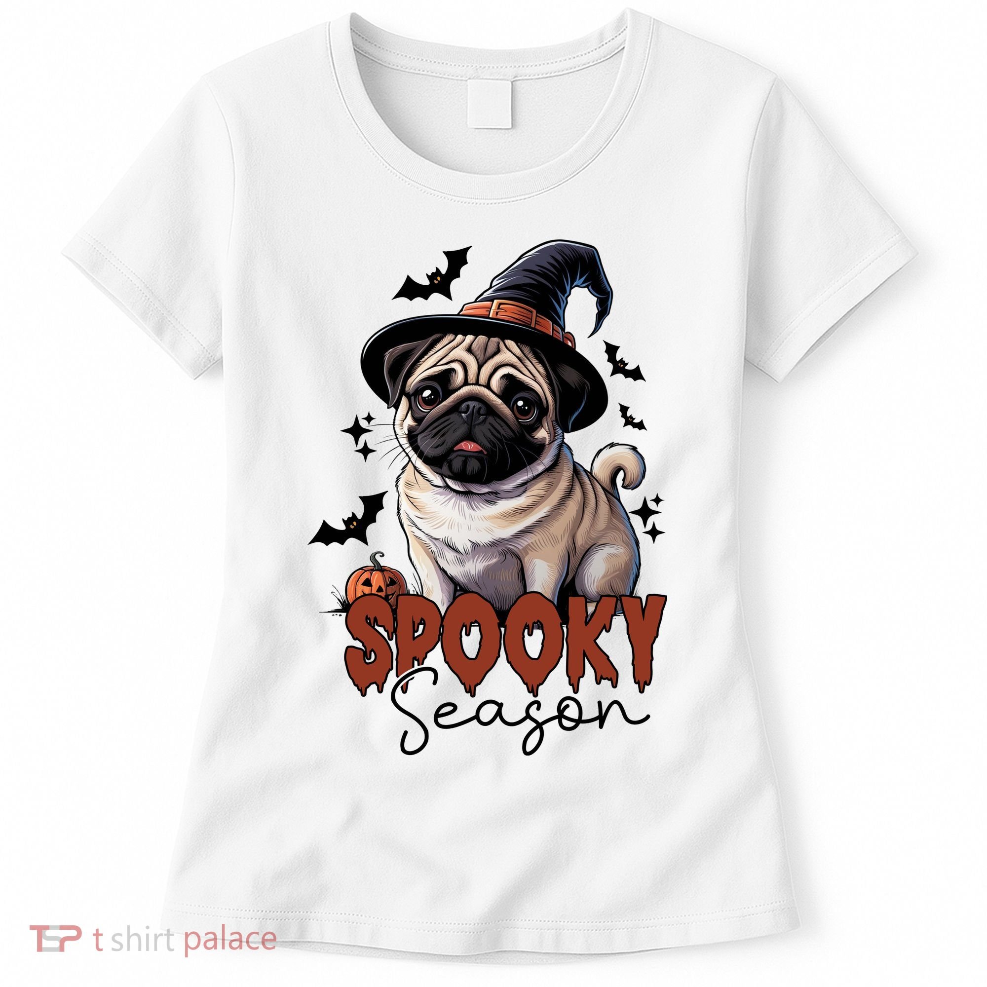 Spooky Season Cute Pug Halloween Graphic Women's T-Shirt