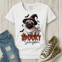 Spooky Season Cute Pug Halloween Graphic Women's T-Shirt thumb 3