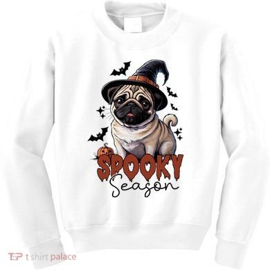 Spooky Season Cute Pug Halloween Graphic Kids Sweatshirt