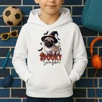 Spooky Season Cute Pug Halloween Graphic Kids Hoodie thumb 2