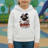 Spooky Season Cute Pug Halloween Graphic Kids Hoodie thumb 3