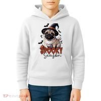 Spooky Season Cute Pug Halloween Graphic Kids Hoodie thumb 4