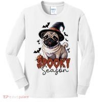 Spooky Season Cute Pug Halloween Graphic Kids Long Sleeve Shirt thumb 0