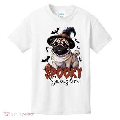 Spooky Season Cute Pug Halloween Graphic Kids T-Shirt