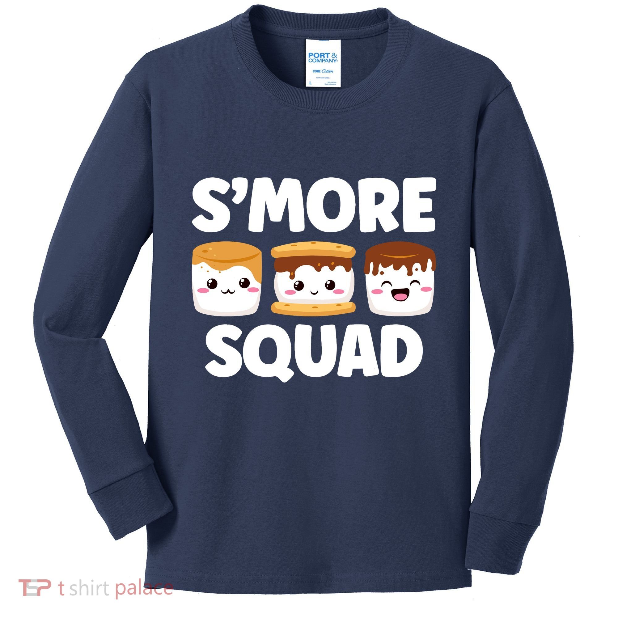 Smore Squad Camping Campfire Chocolate Marshmallow SMores Kids Long Sleeve Shirt