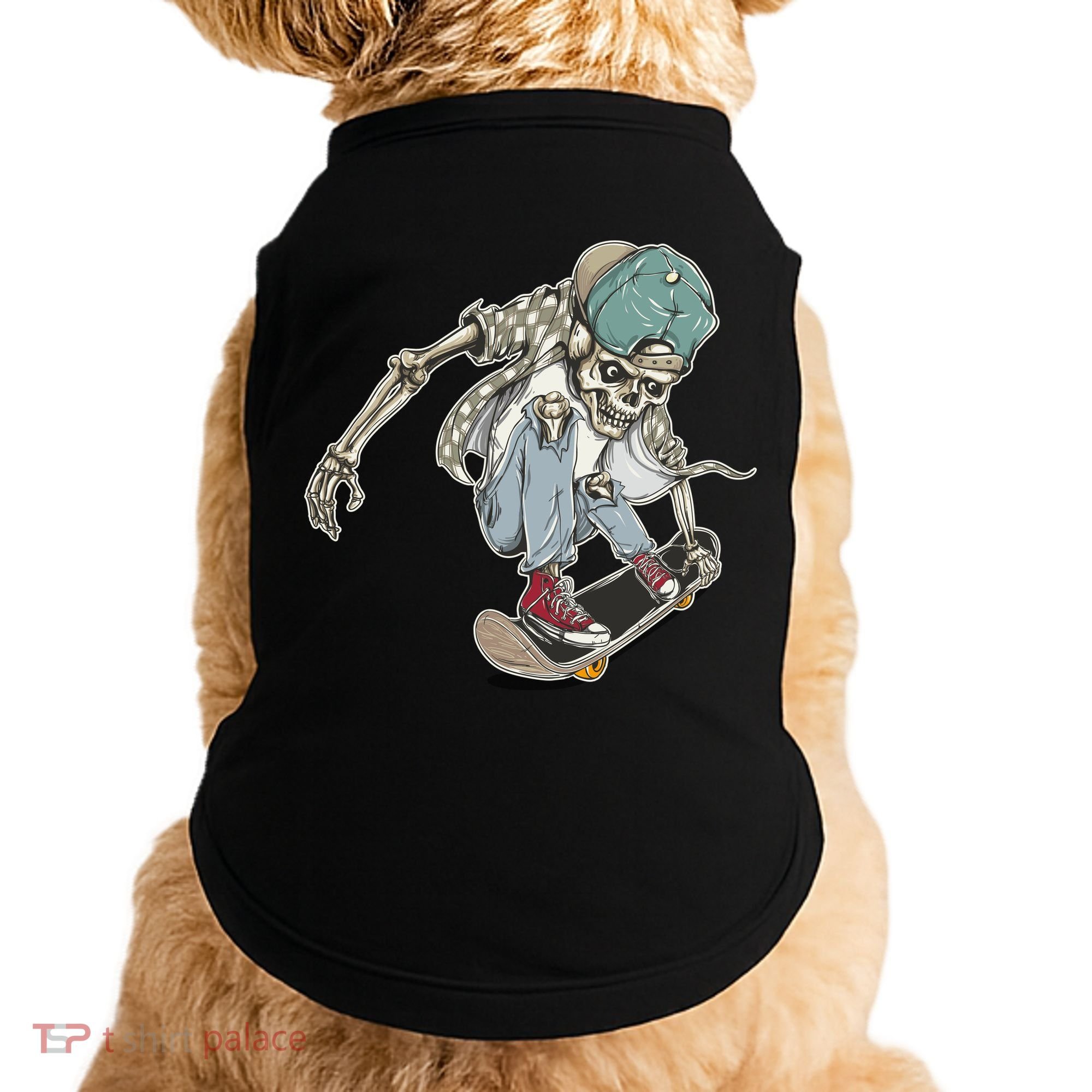 Skater Skeleton Cartoon Doggie Tank
