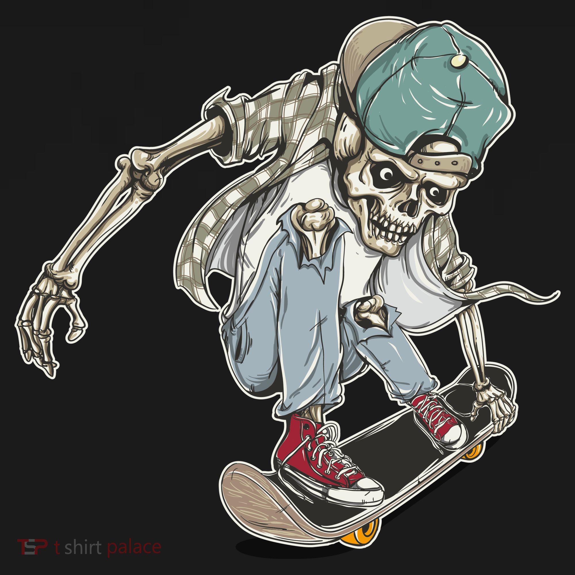 Skater Skeleton Cartoon Doggie Tank