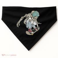 Skater Skeleton Cartoon USA-Made Doggie Bandana thumb 0
