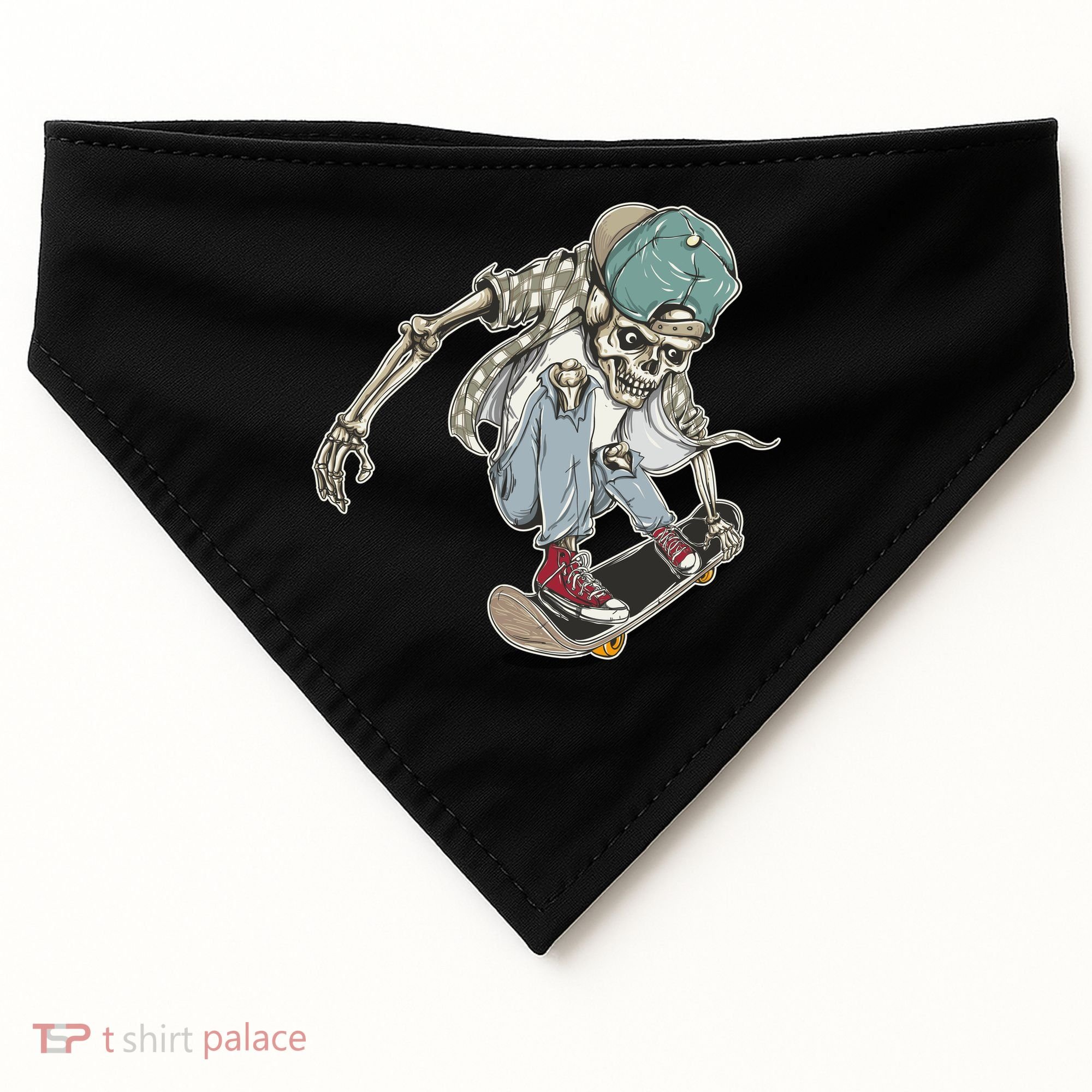 Skater Skeleton Cartoon USA-Made Doggie Bandana