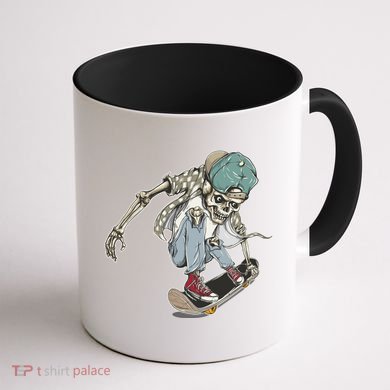 Skater Skeleton Cartoon Coffee Mug back