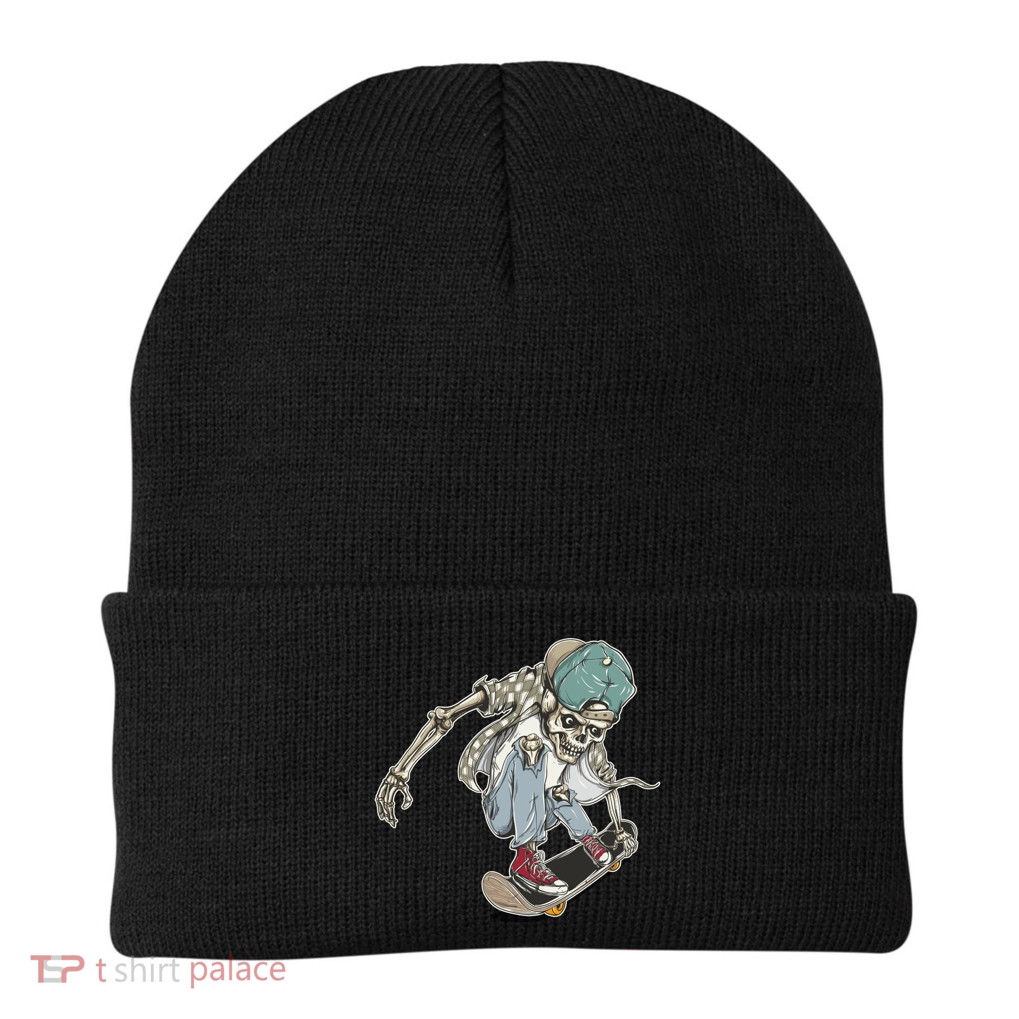 Skater Skeleton Cartoon Beanie