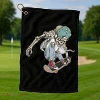 Skater Skeleton Cartoon Golf Towel thumb 1