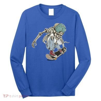 Skater Skeleton Cartoon Long Sleeve Shirt