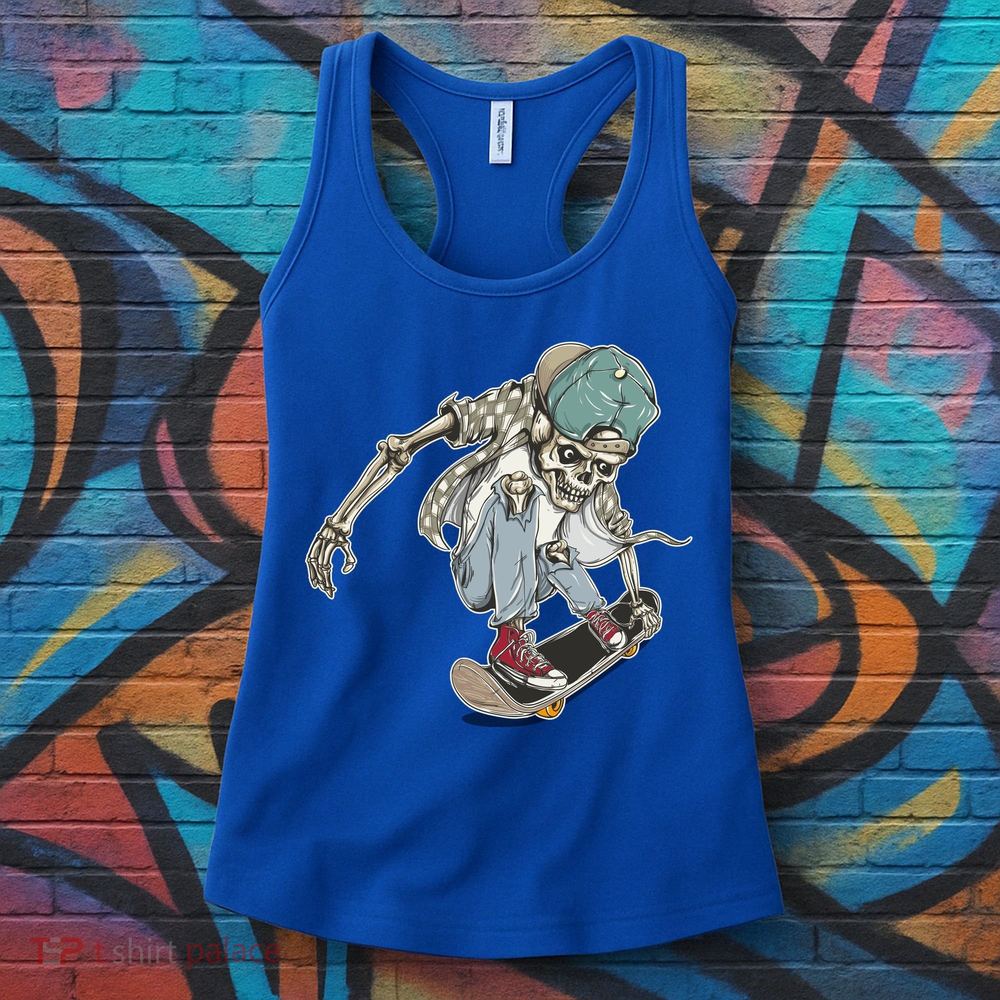 Skater Skeleton Cartoon Women's Tank Top