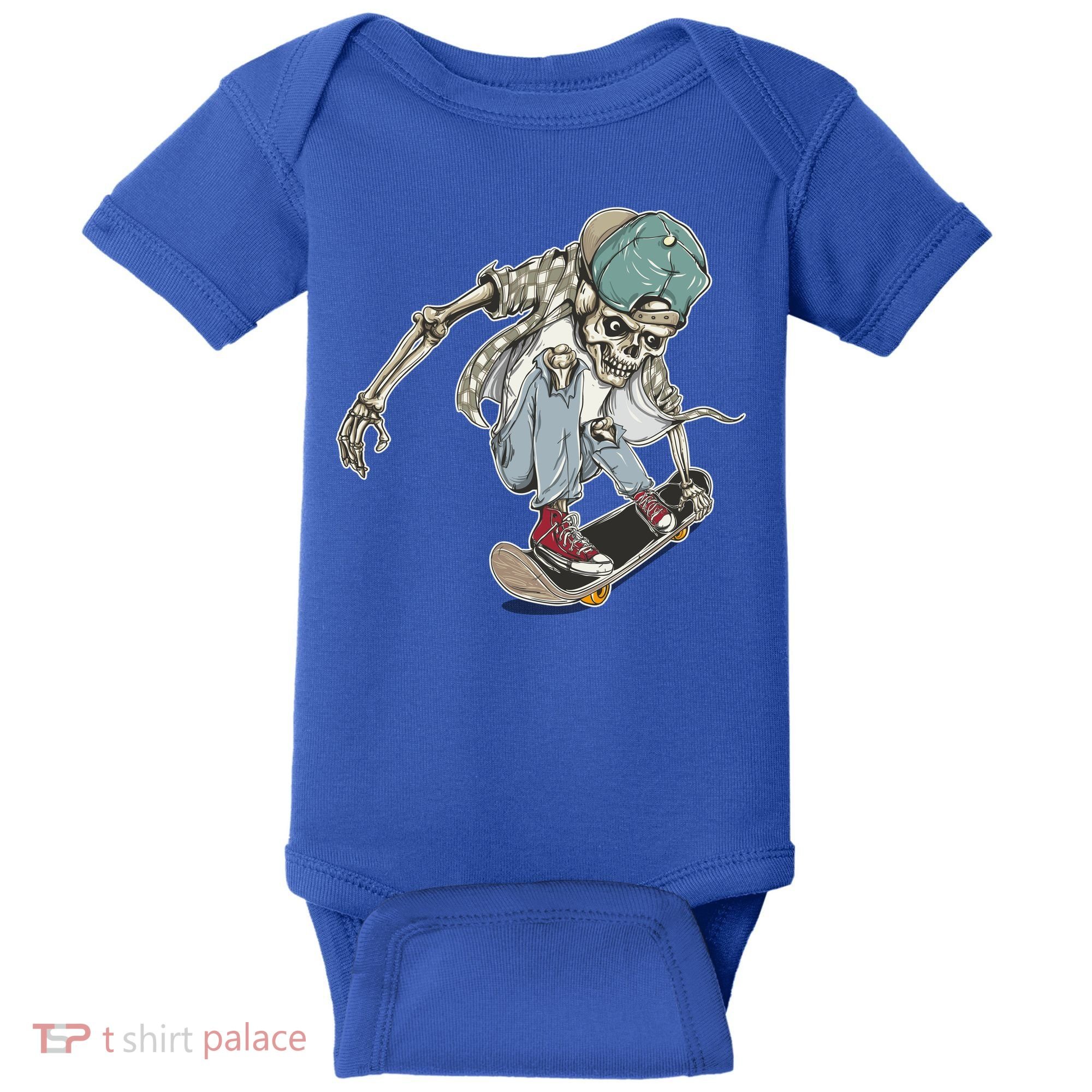 Skater Skeleton Cartoon Baby Bodysuit