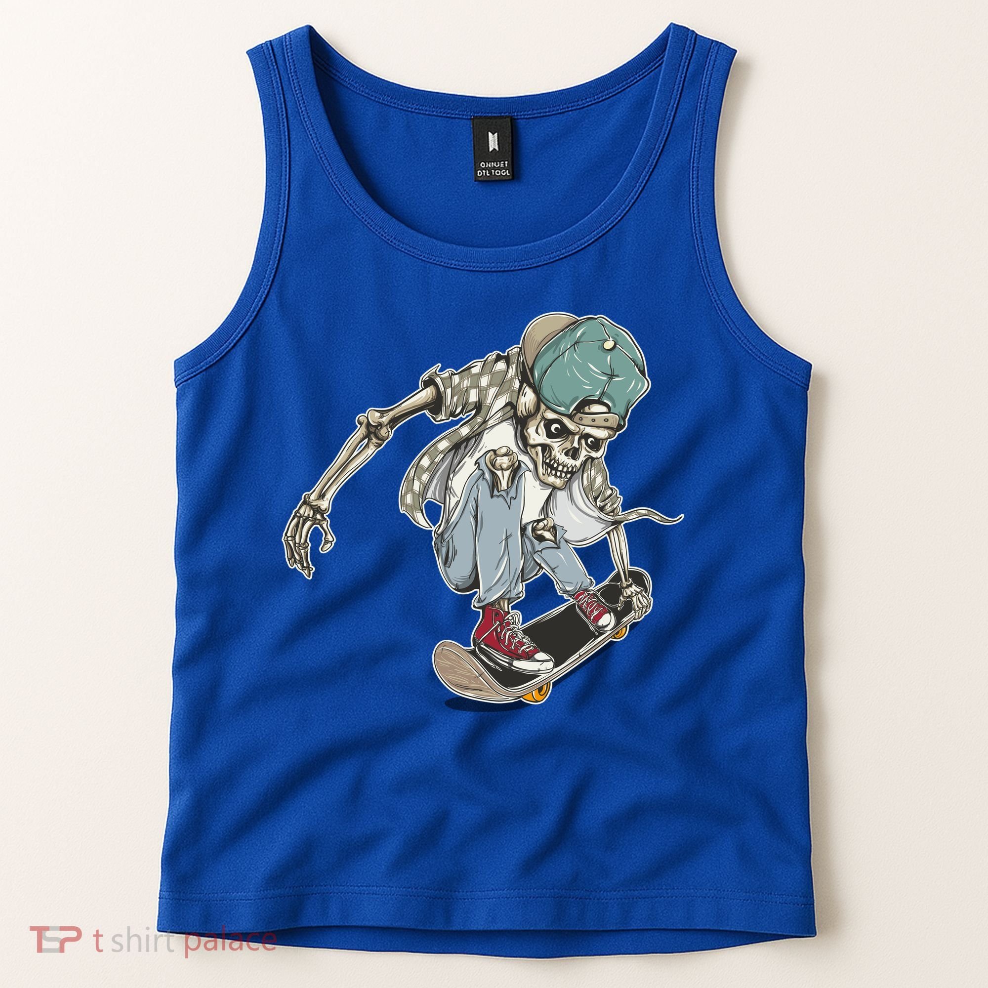 Skater Skeleton Cartoon Tank Top