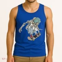 Skater Skeleton Cartoon Tank Top thumb 3