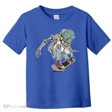 Skater Skeleton Cartoon Toddler T-Shirt