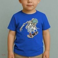 Skater Skeleton Cartoon Toddler T-Shirt thumb 2