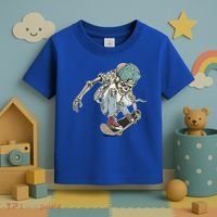 Skater Skeleton Cartoon Toddler T-Shirt thumb 3